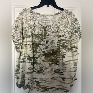 Pilcro Green and Cream Patterned Sweater